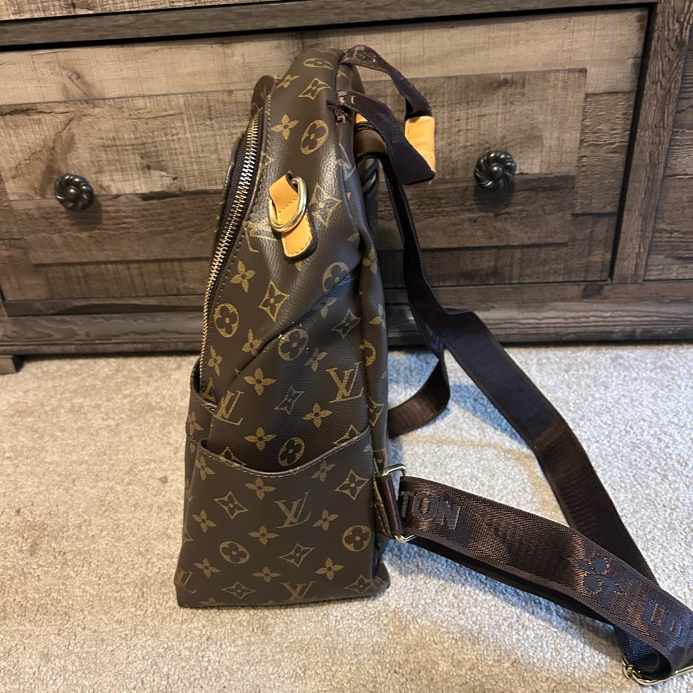 Luxury Inspired Brown Monogram Backpack Gold Hard… - image 8